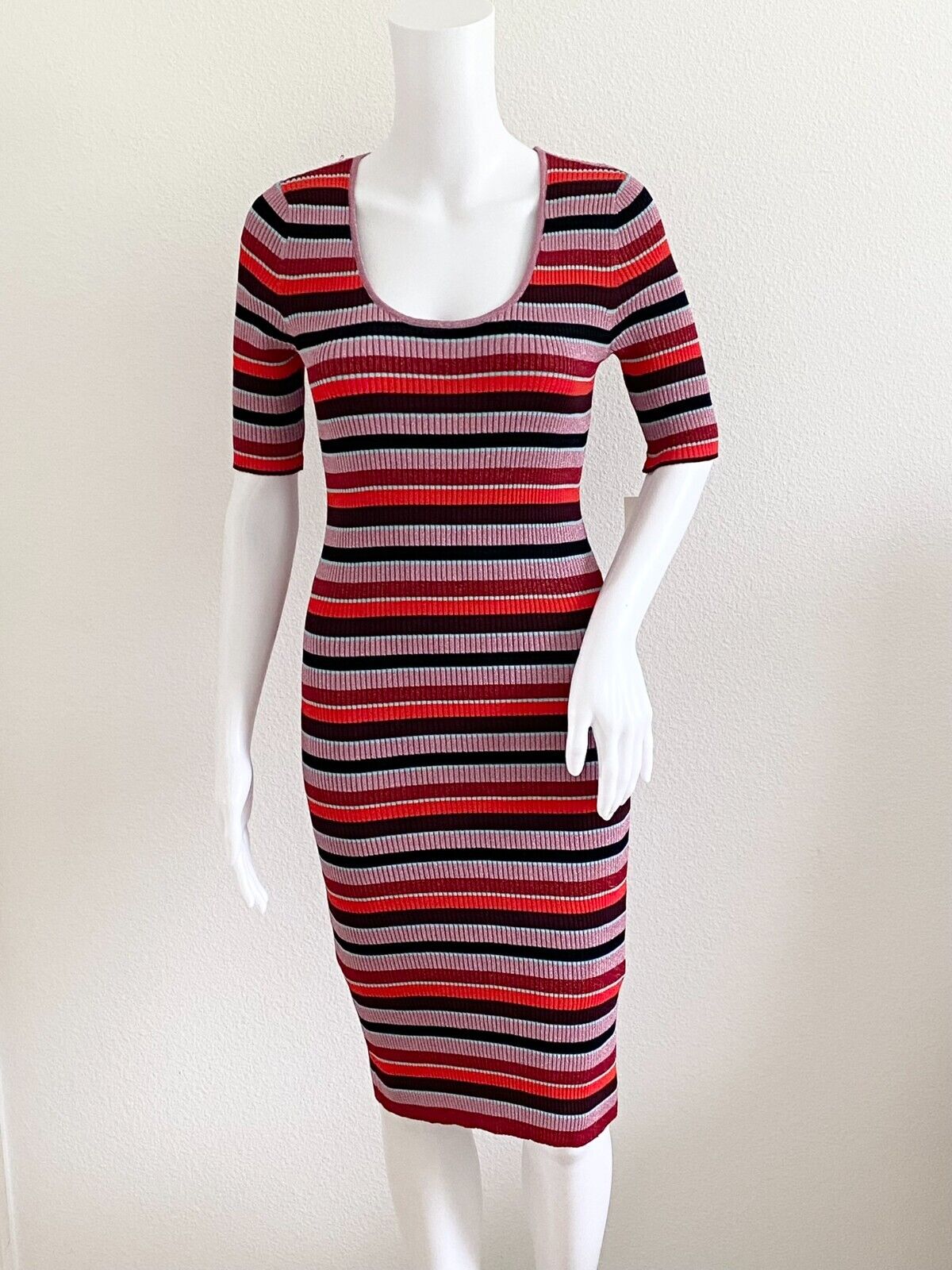 Bar III Metallic Striped Sweater Dress, Size Small