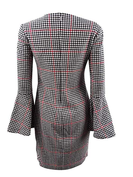 LAUREN RALPH LAUREN Womens Houndstooth Bell Sleeves Cocktail Dress,Size 14P