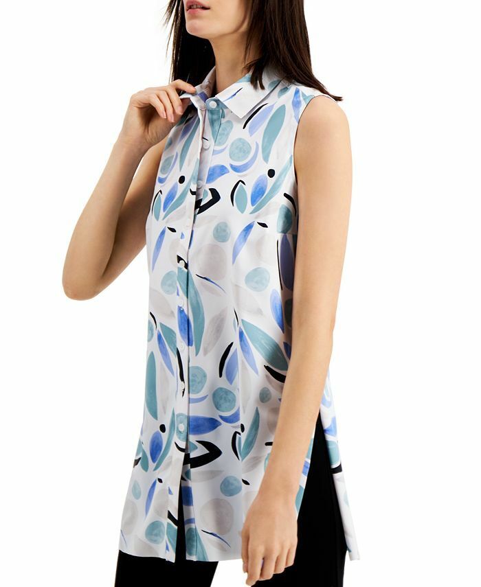 Alfani Womens Printed Sleeveless Tunic Top, Size Small