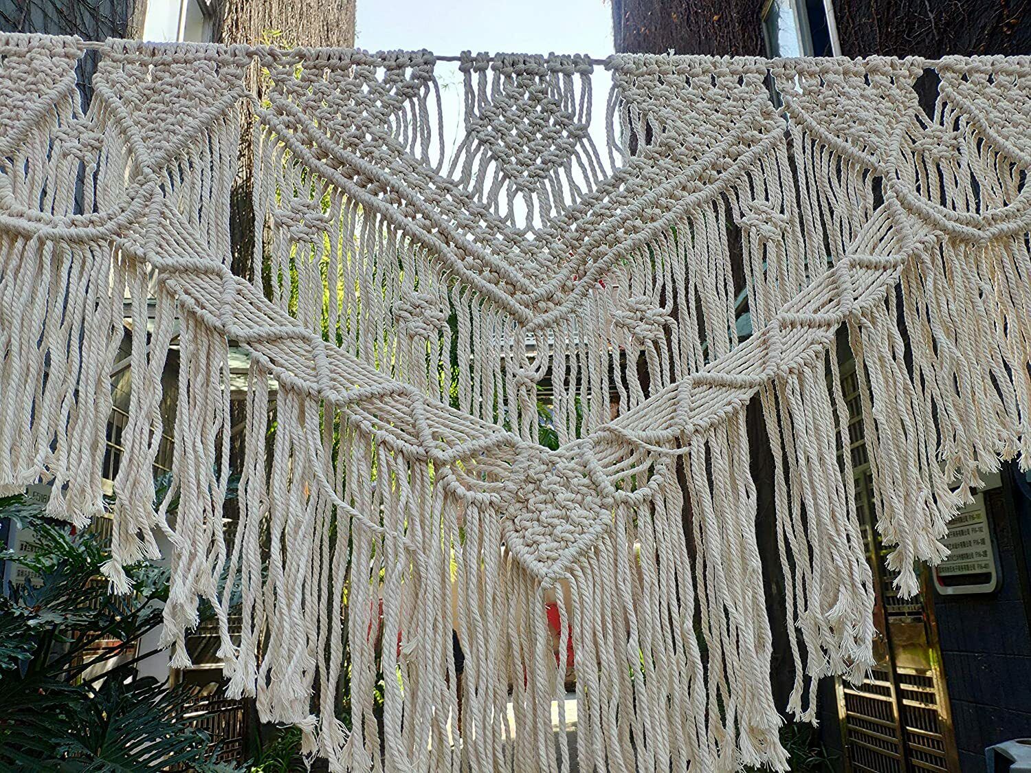 Riseon Large 71 W x 86 L Handmade Macrame Wedding Backdrop, Macrame Wedding Arch