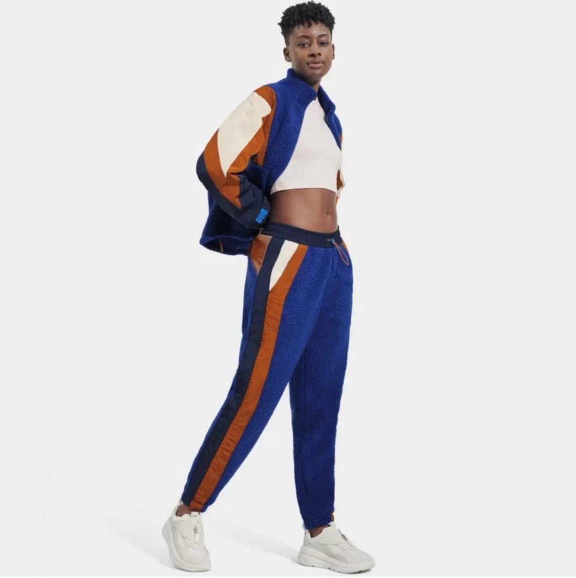 UGG Womens Kieren UGGfluff / Nylon Jacket Fleece/Nylon in Night Sky/Hardwood, Size M