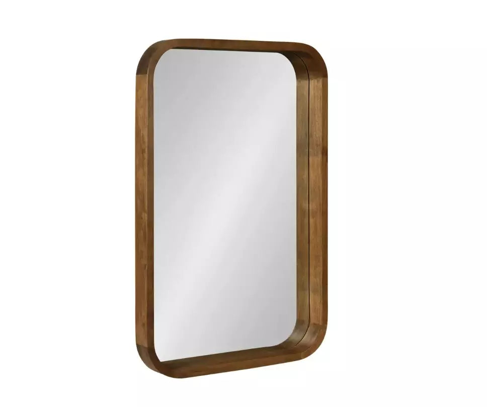 Kate and Laurel Hutton Modern Rectangle Rustic Brown Framed Mirror