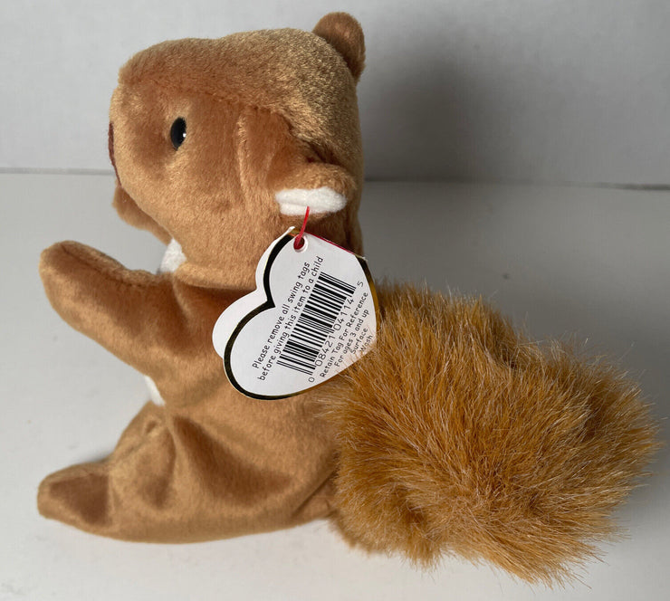 1996 Nuts The Squirrel Beanie Baby In Mint Condition With Multiple Tag Errors!