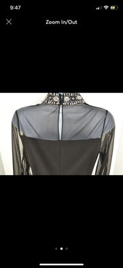 Jump Junior's Embellished Neck Split Sleeve a Line Dress, Black, Size 3/4