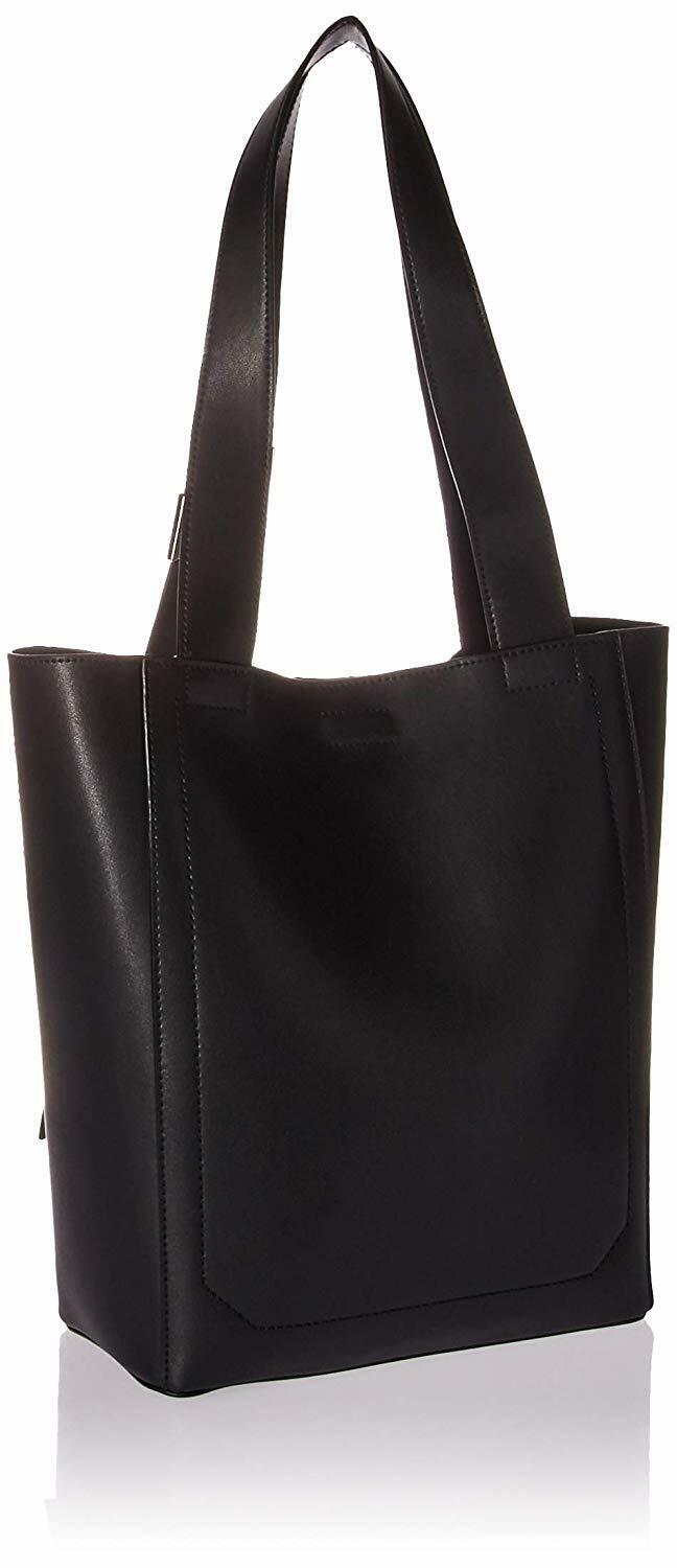 Calvin Klein Karsyn White Black Nappa Leather Stud Belted North/South Tote