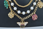 Thalia Sodi Gold-Tone Crystal & Imitation Pearl Bee Multi-Charm Layered Necklace