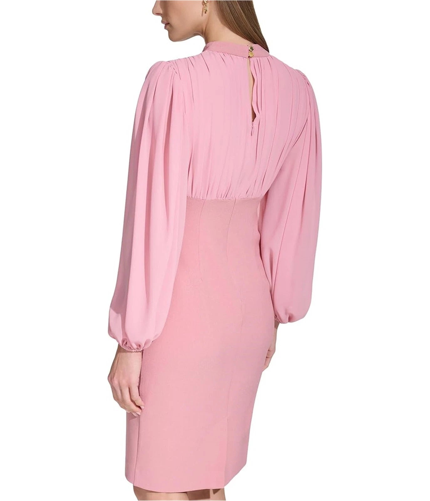 Vince Camuto Stretch Crepe Bodycon Dress with Chiffon Balloon Sleeves Dress