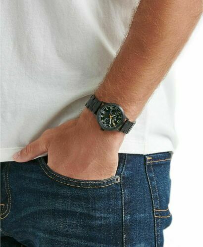 Lucky Brand Mens Jefferson Black Stainless Steel Bracelet Watch 38mm - Black