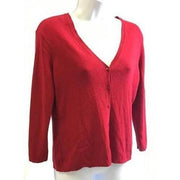 Ann Taylor Womens Sweater Tomato Red Button Down 3/4 Sleeve Size Small