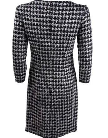 Jessica Howard Women's Glitter Houndstooth Sheath Dress Black