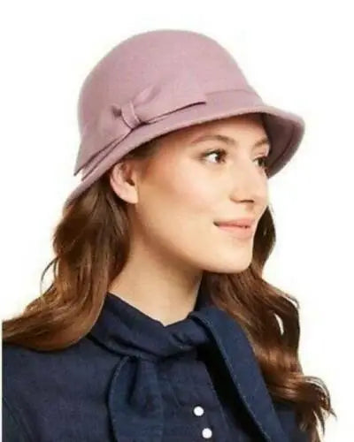 INC Womens Bow Cloche Wool Hat Dusty Lilac Adjustable One Size