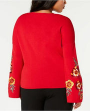 I.N.C. Plus Size Embroidered Bell-Sleeve Sweater