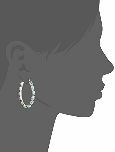 Lucky Brand Silver-Tone and Faux Turquoise Hoop Earrings