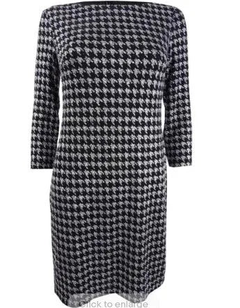 Jessica Howard Women's Glitter Houndstooth Sheath Dress Black