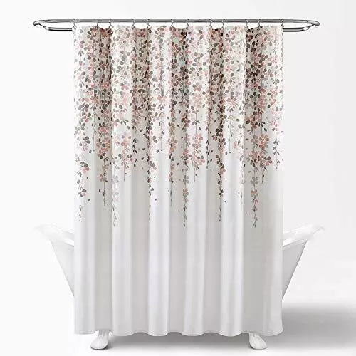 Lush Decor Weeping Flower Shower Curtain, Blush, 72X72