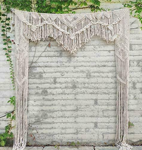 Riseon Large 71 W x 86 L Handmade Macrame Wedding Backdrop, Macrame Wedding Arch