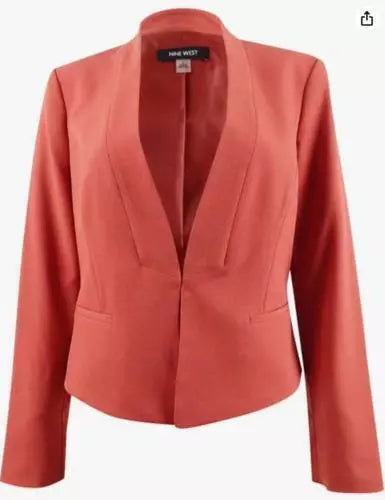 Nine West Cinnamon Solid Kiss Front Jacket, Size 14 W