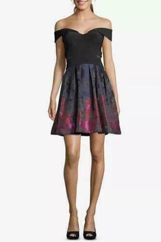 Xscape Womens Off-the Shoulder Fit and Flare Cocktail Dress, Size 2
