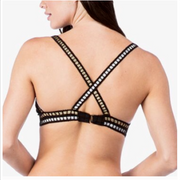 La Blanca Womens Triangle Bra Bikini Swimsuit Top, Black/Gold 8