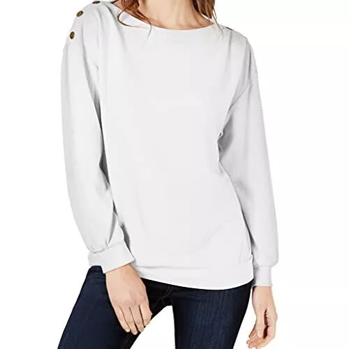 1.State Cozy Metallic-Trim Sweatshirt, Size Small