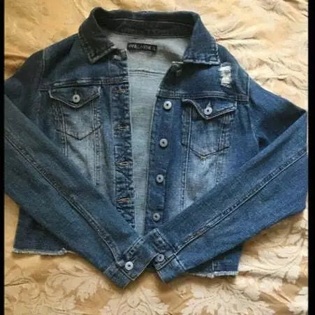 Vanilla Star Female Cropped Jean Jacket, Size Large