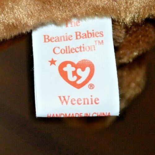 1995 TY Weenie the dog Beanie Baby 4013 MWBMT Rare PVC Pellets 8 errors!