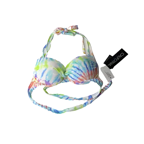 California Waves Tie-Dye Underwire Push-Up Bikini Top, Size Medium