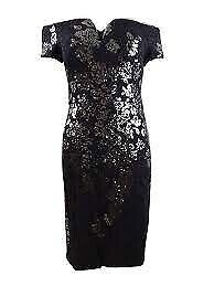 Xscape Womens Petite Lace Sequin Sheath Dress, Size 6P