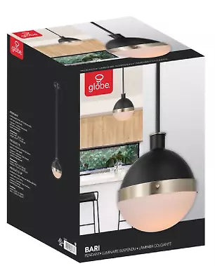 Globe Electric Bari 1-Light Matte Black Pendant, 65773