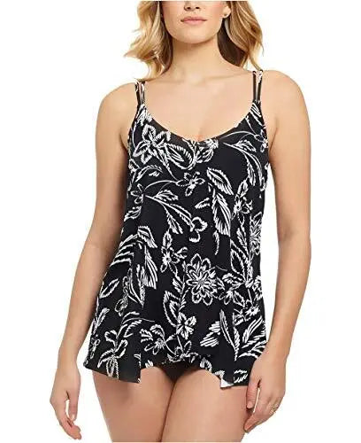 Swim Solutions Classic Bloom Tummy-Control One-Piece Swimsuit, Size 16