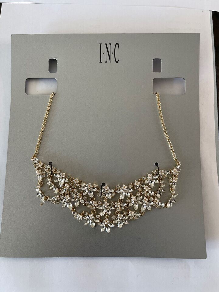 Inc International Concepts Gold-Tone Crystal & Imitation Pearl Flower Statement