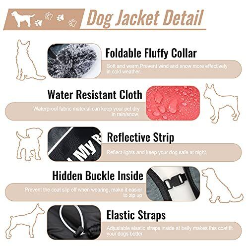 Didog Waterproof Dog Winter Jacket Coat Chest 30” Back24