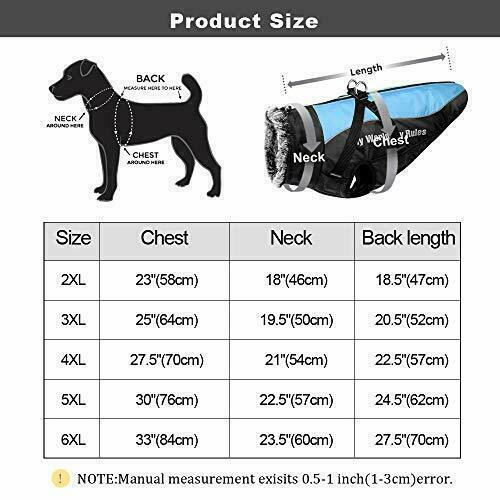 Didog Waterproof Dog Winter Jacket Coat Chest 23” Back 19” 20-30lbs Blue 2XL