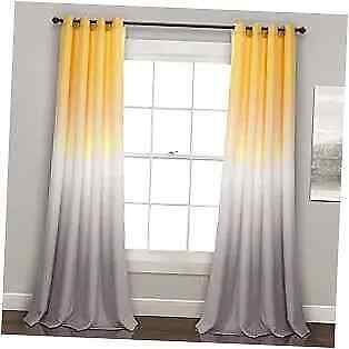 Lush Decor Window Curtains Yellow - Yellow & Gray Ombre Fiesta Room Darkening