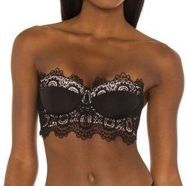 Thistle and Spire Willow Embroidery Strapless Longline Bra, Size