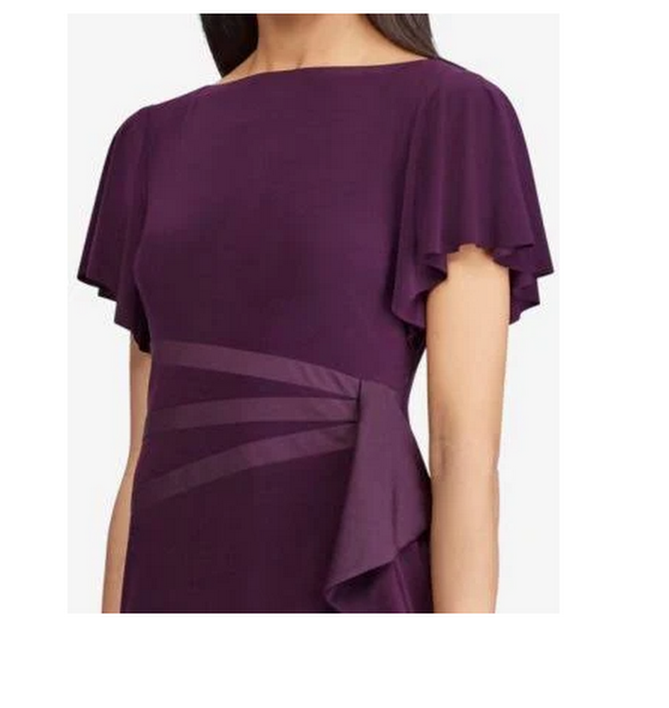 American Living Satin-Trim Ruffled Dress, Size 6/Purple