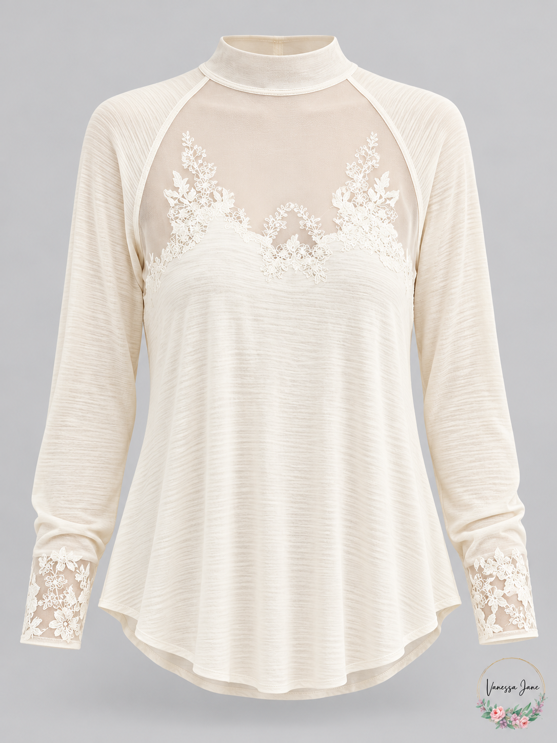 Ivory embroidered top product view