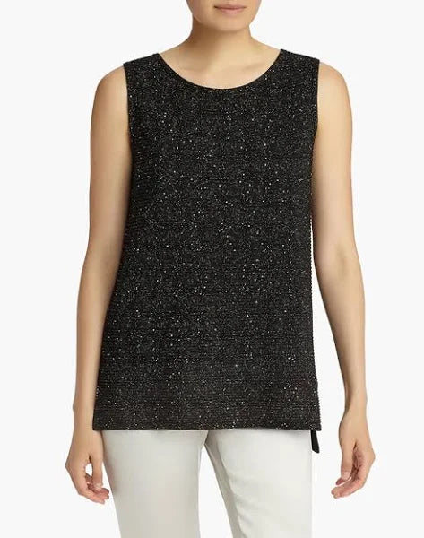 Lafayette 148 New York Sleeveless, Black Metallic Tunic , Size Medium