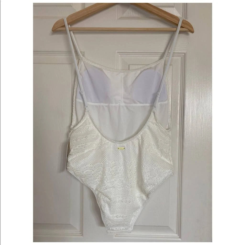 Roxy Womens Surf Memory One Piece Swimsuit, Marshmallow, Large