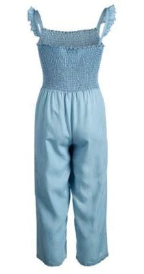 Epic Threads Big Girls Smocked Jumpsuit, Super Light Wash, Size XL