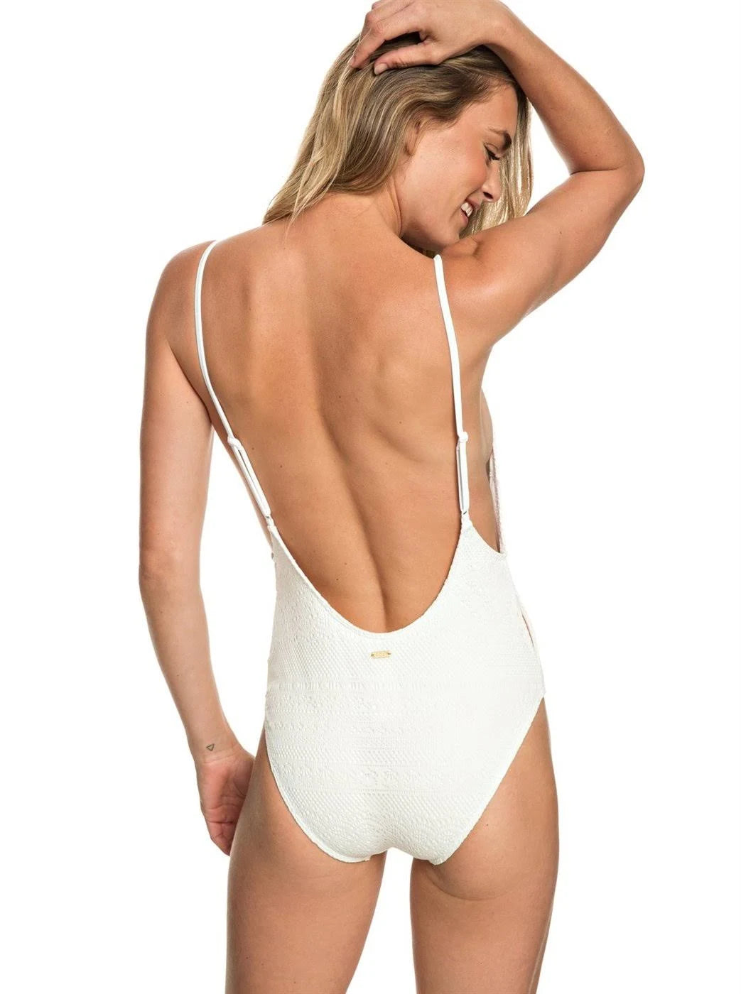 Roxy Womens Surf Memory One Piece Swimsuit, Marshmallow, Large