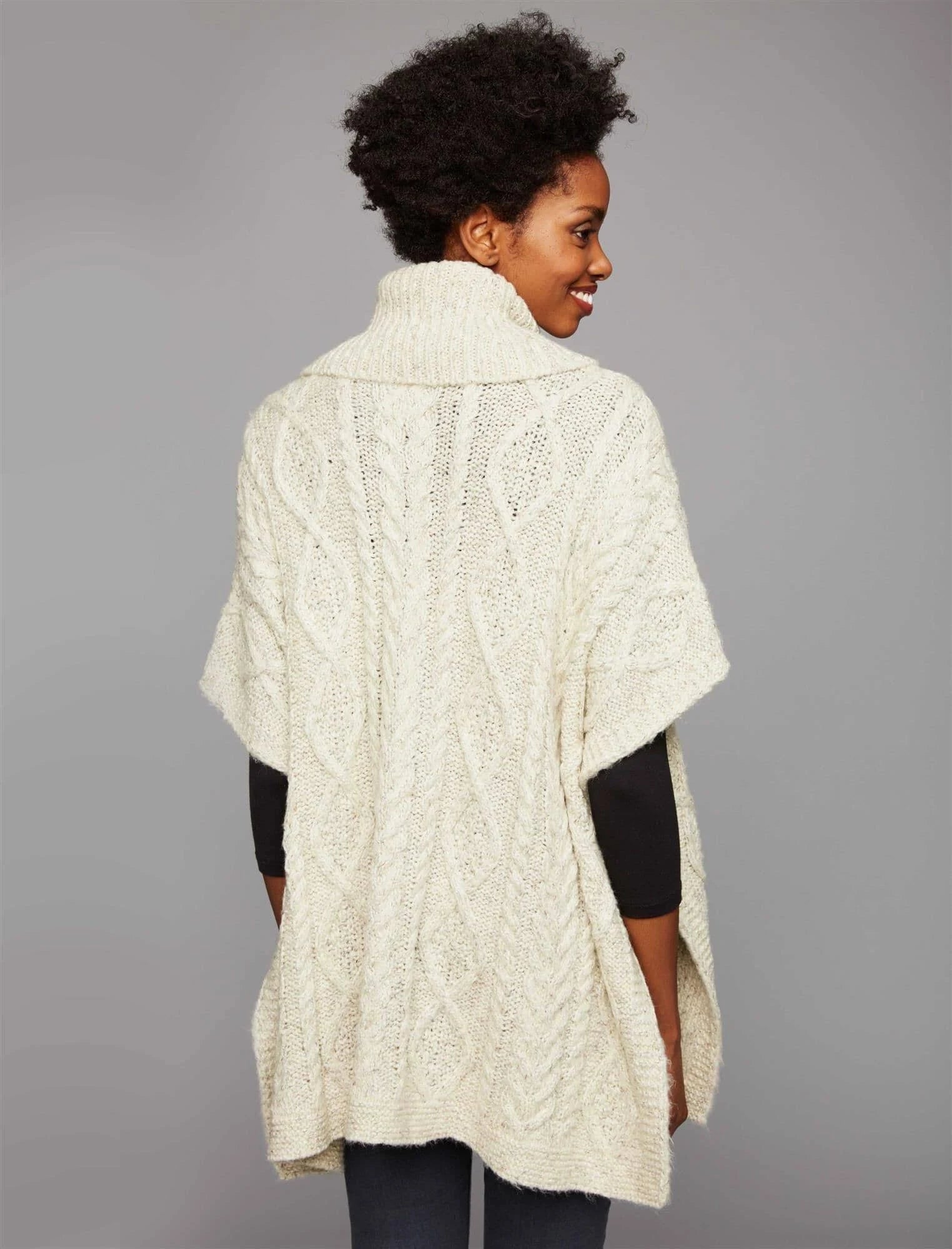 Led Luxe Flap Pocket Maternity Poncho Sweater One Size