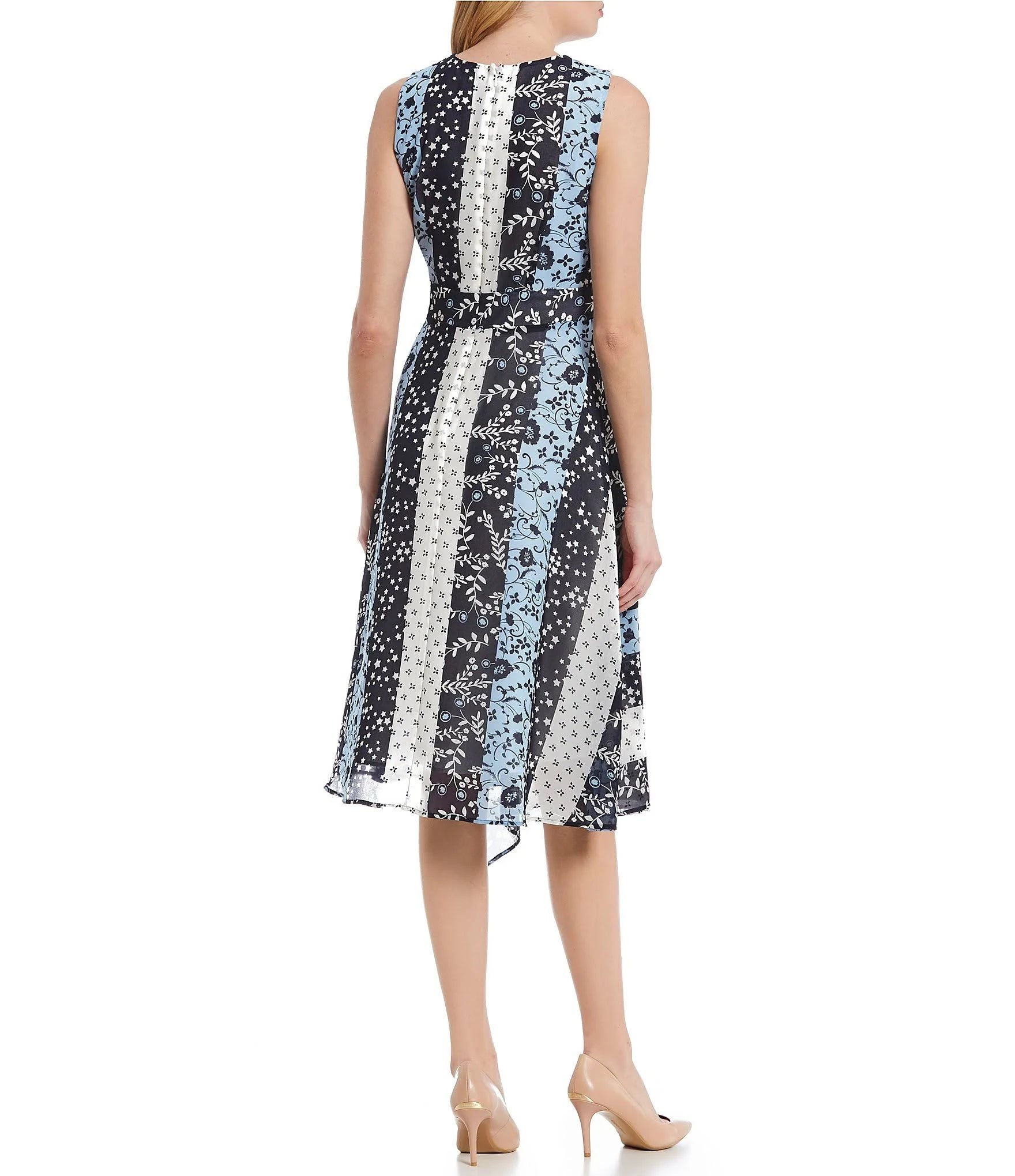 Calvin Klein Printed Faux-Wrap Dress, Size 10