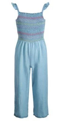 Epic Threads Big Girls Smocked Jumpsuit, Super Light Wash, Size XL