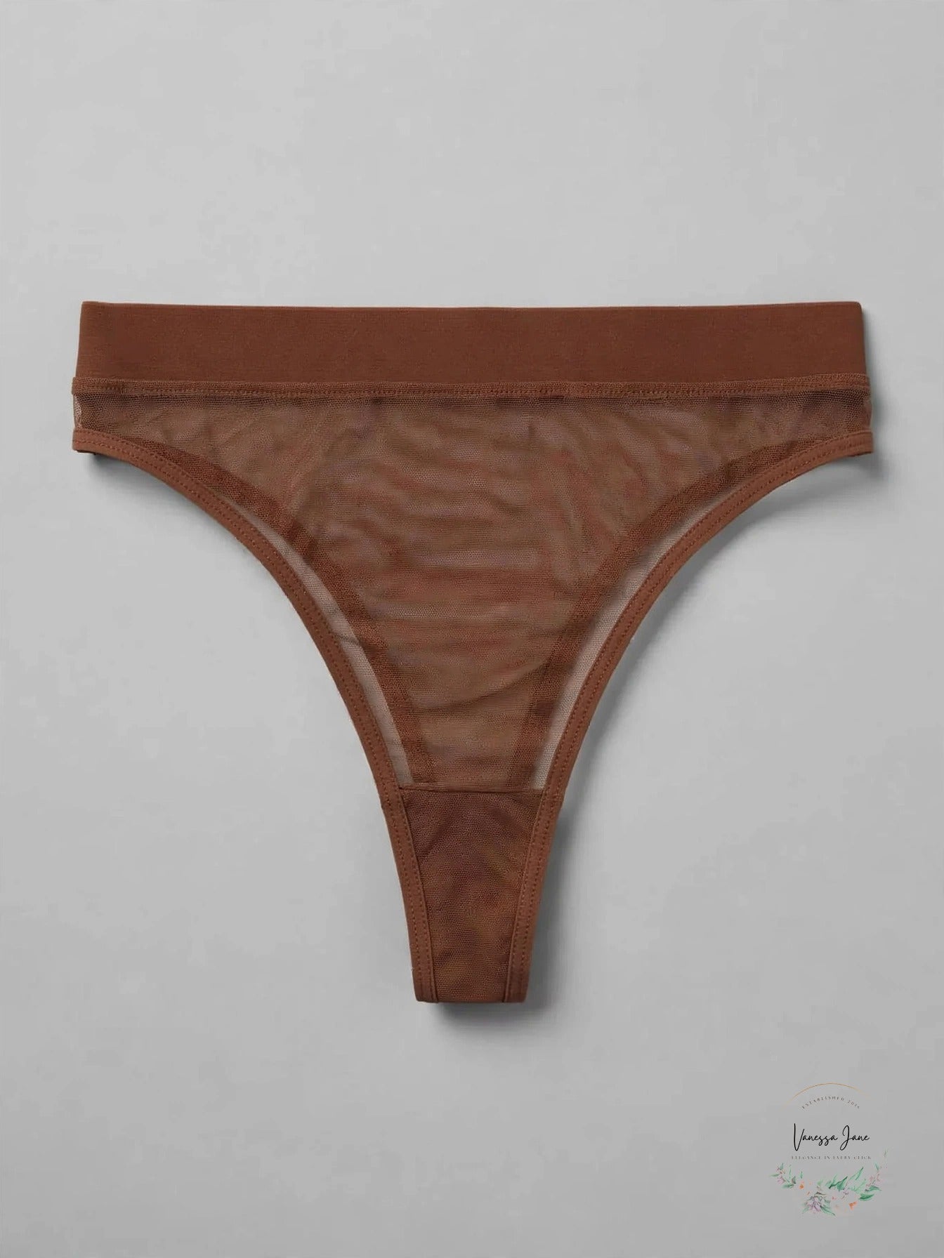 Steve Madden Mesh High-Leg Thong Tiramisu - stock flat lay