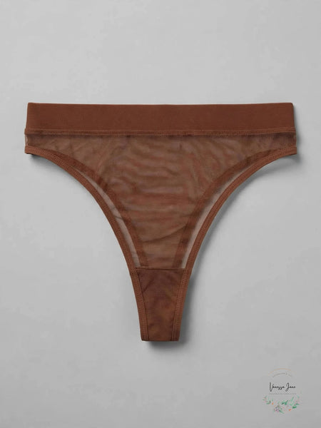 Steve Madden Mesh High-Leg Thong Tiramisu - stock flat lay