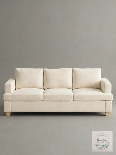 Apicizon 89in white chenille 3-seater modern sofa