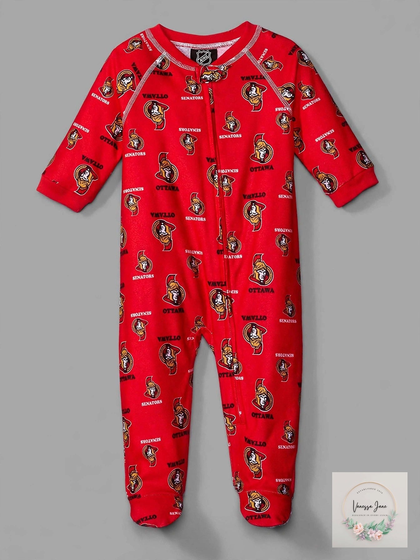 NHL Ottawa Senators Infant Footed Zip Coverall Sleeper, 18M NWT