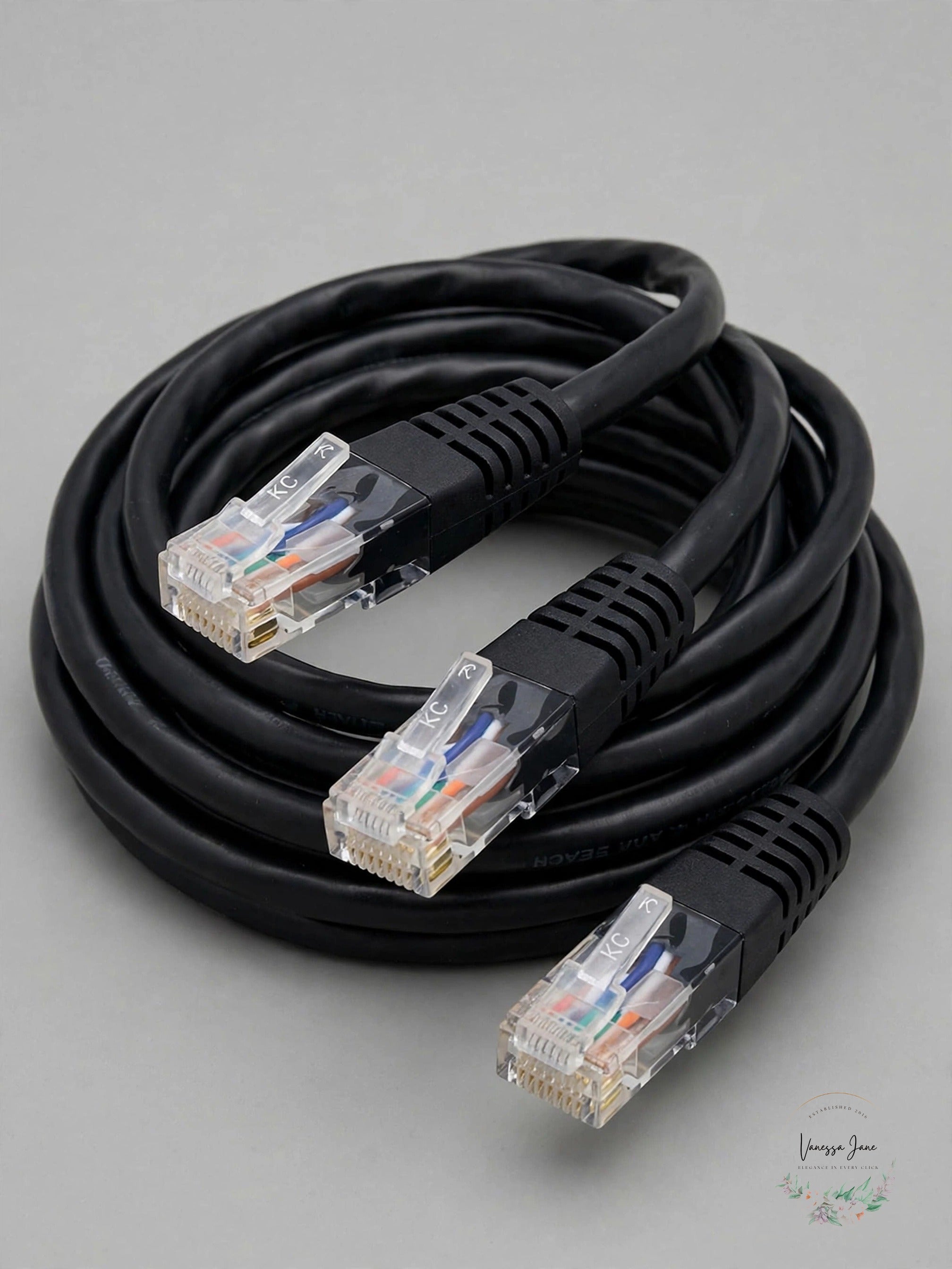3 Pack FoxOne Cat6 Ethernet Patch Cable, 7 ft, Black