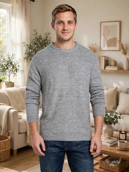 Weatherproof Vintage Men's Waffle Knit Sweater, Size XXL, Gray Marl